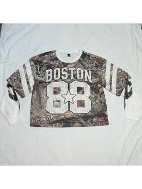 Manfinity Men's Size S Brown Camo Graphic Logo Crew Neck Long Sleeve T-Shirt